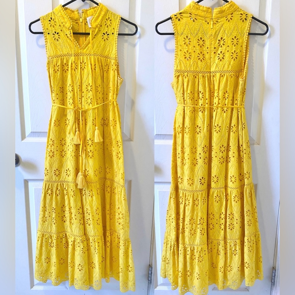 Kate Spade yellow eyelet patio dress sz S